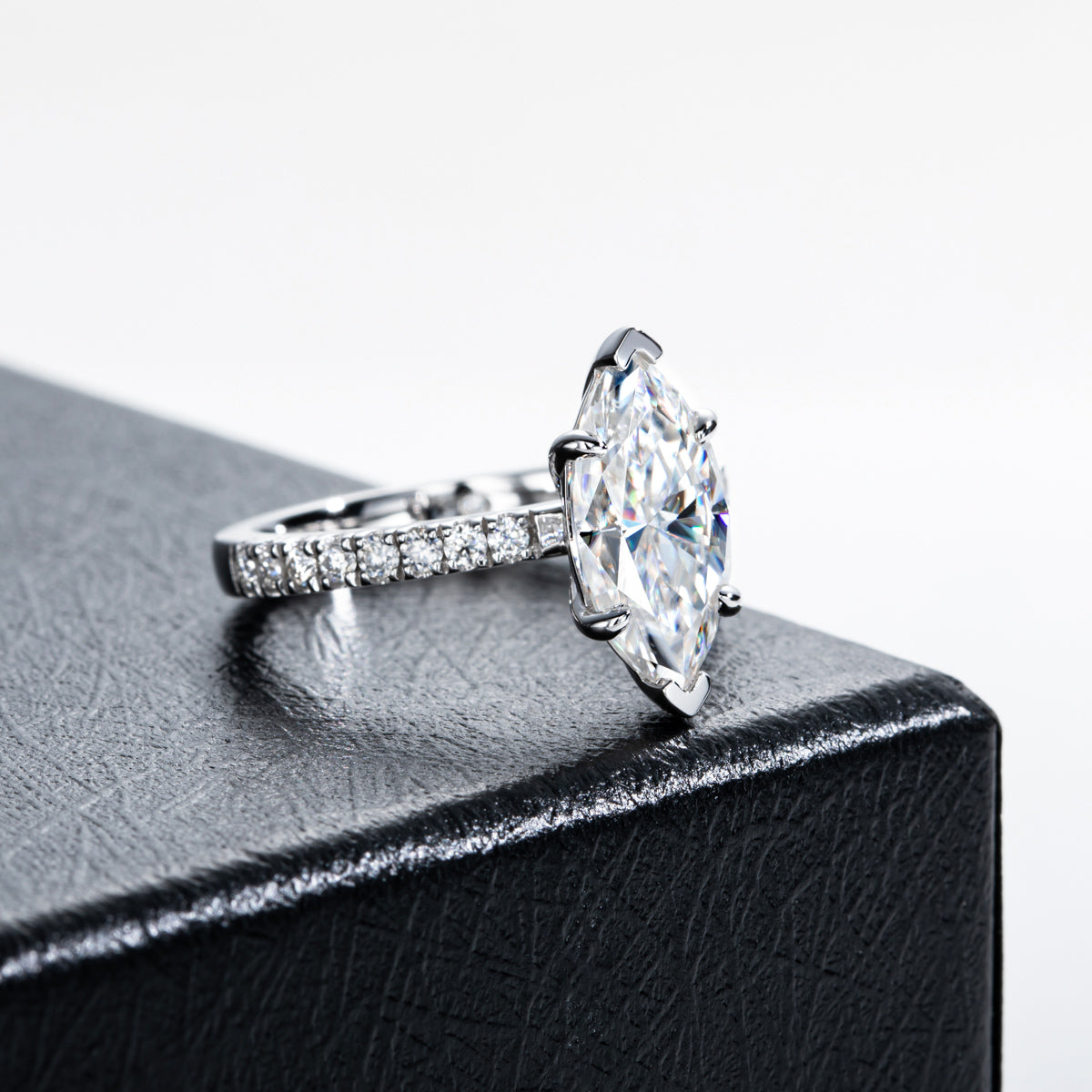 S925 Sterling Silver Marquise Cut Moissanite Ring