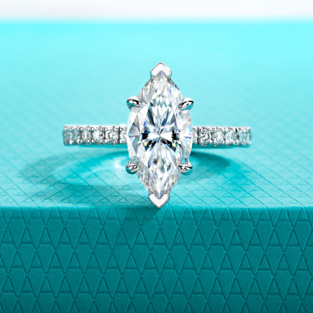 S925 Sterling Silver Marquise Cut Moissanite Ring