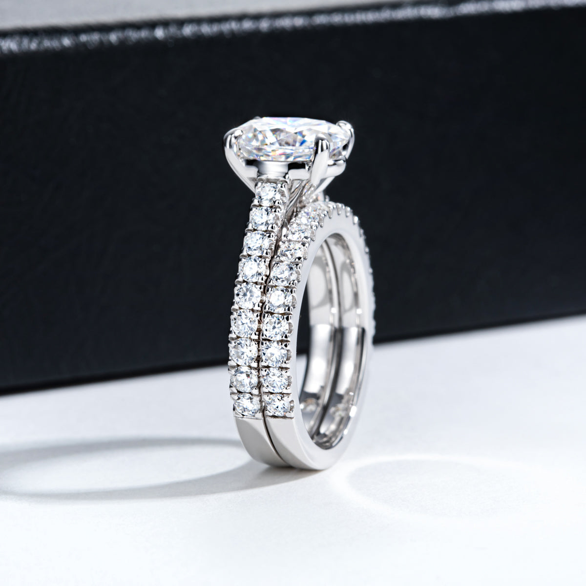 S925 Sterling Silver Oval Moissanite Stackable Ring Set