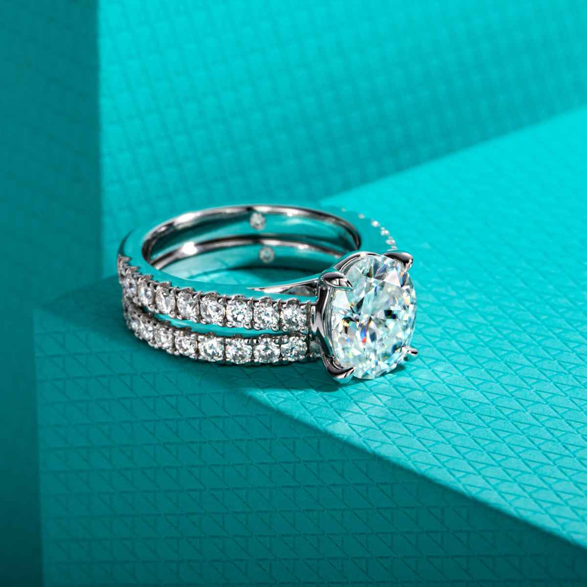 S925 Sterling Silver Oval Moissanite Stackable Ring Set