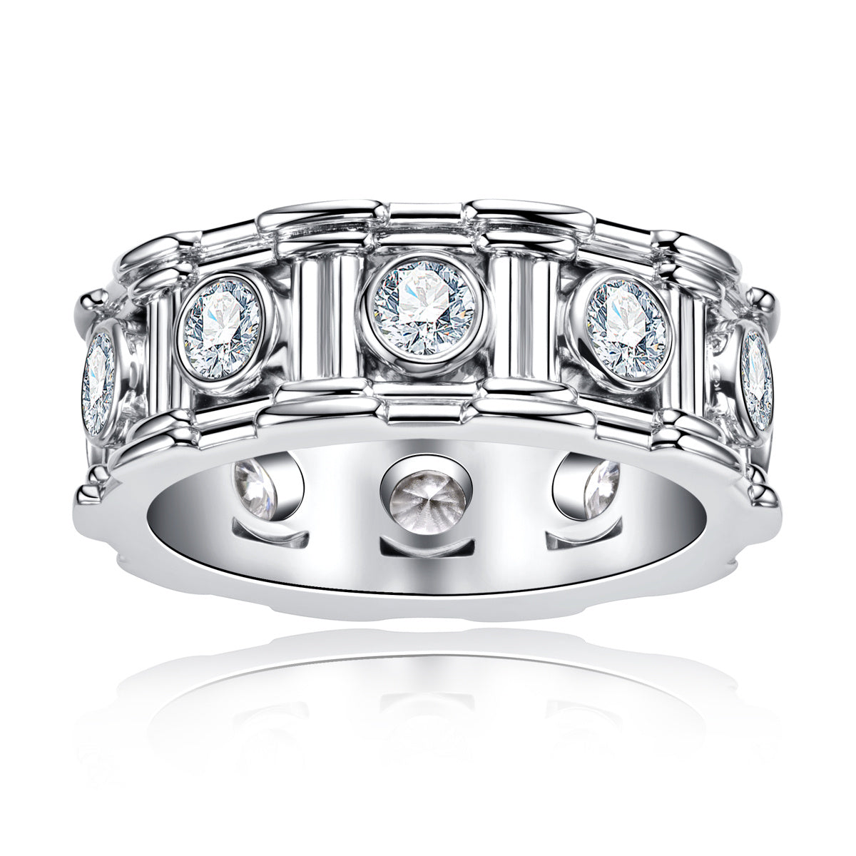 Roman Pillar Moissanite Ring | Solid S925 Silver Band