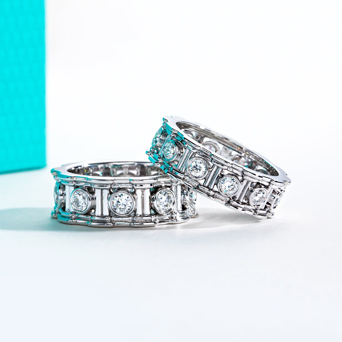 S925 Sterling Silver Roman Column Moissanite Band Ring