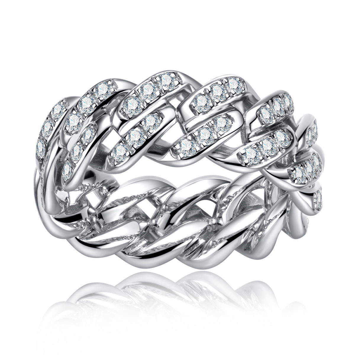 S925 Sterling‑Silver Full‑Band Denim‑Style Moissanite Ring （1.17ct）