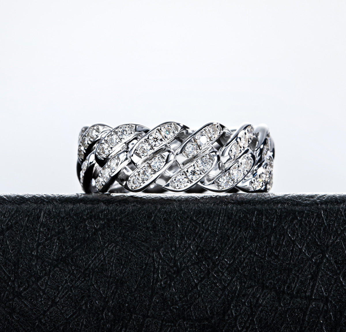 S925 Sterling‑Silver Full‑Band Denim‑Style Moissanite Ring （1.17ct）