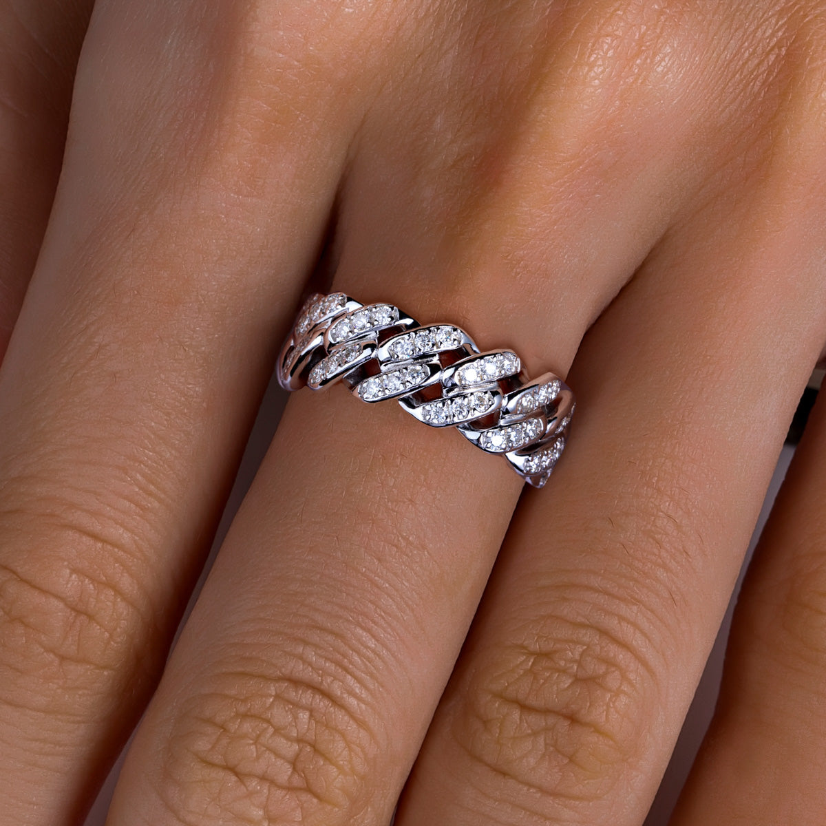 S925 Sterling‑Silver Full‑Band Denim‑Style Moissanite Ring （1.17ct）