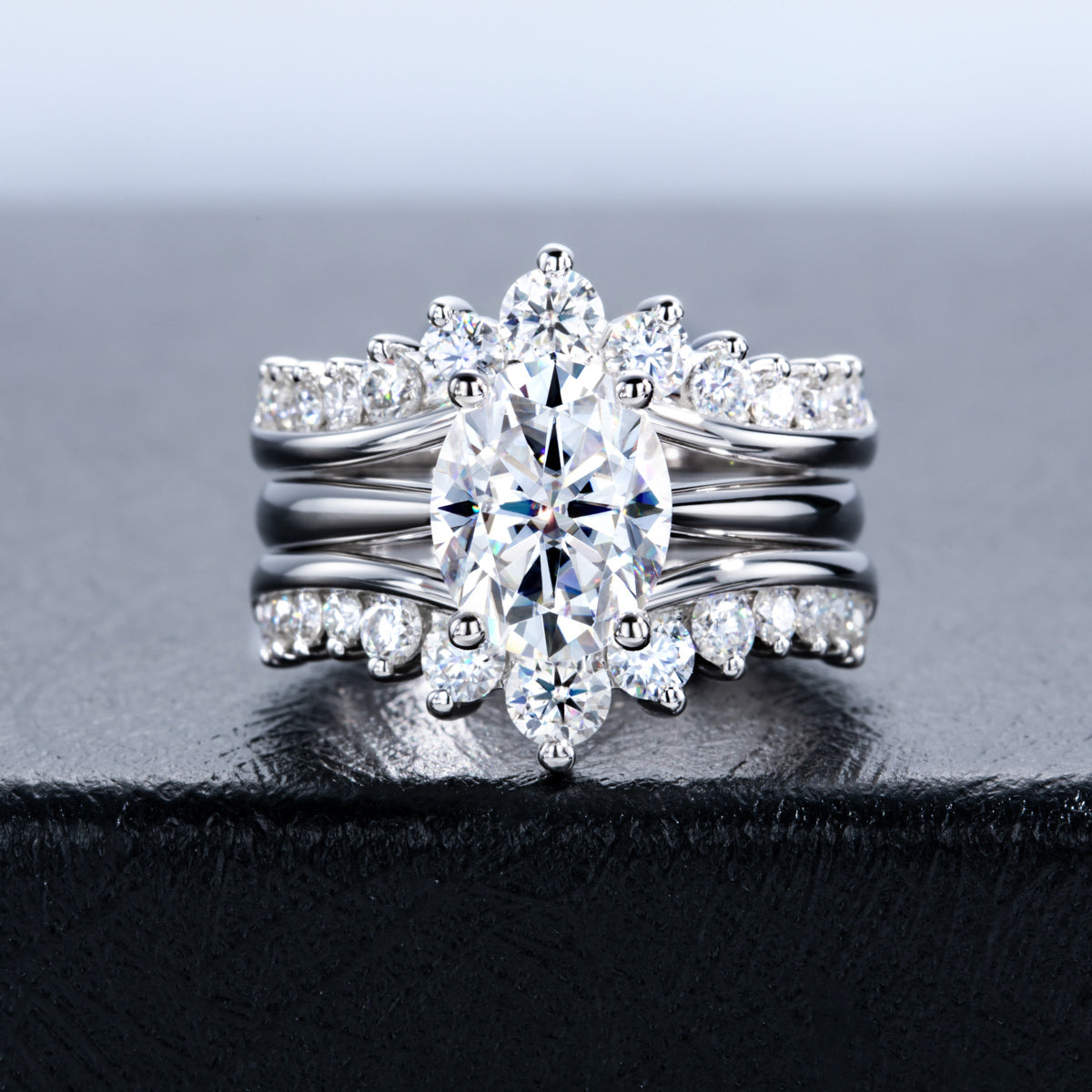 S925‑Silver Moissanite Stackable Ring Set