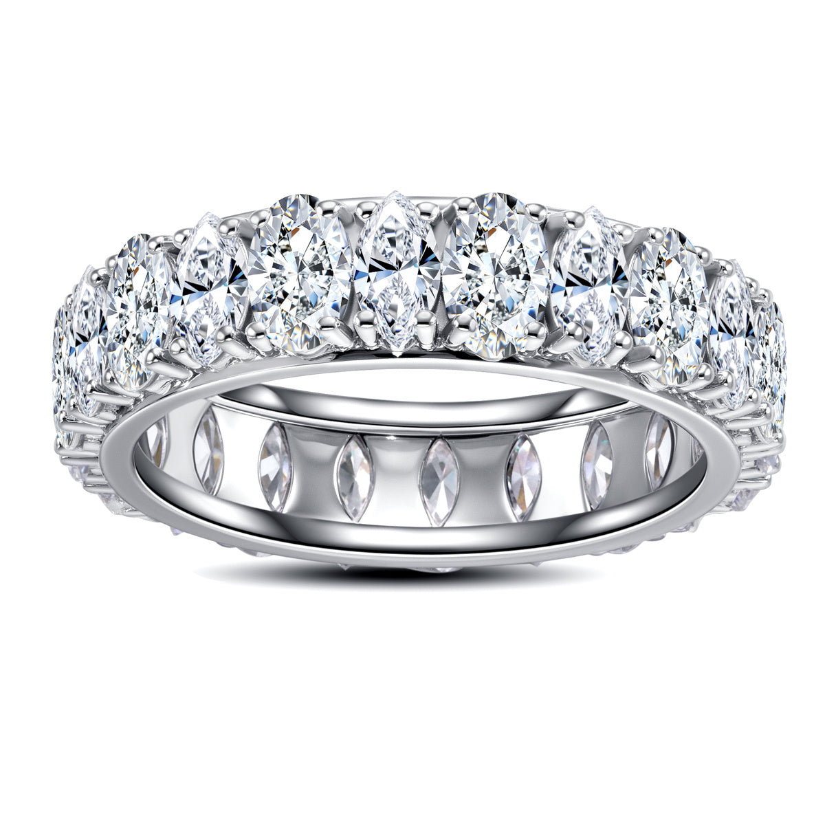 S925 Sterling‑Silver Irregular‑Shape Moissanite Full‑Band Ring