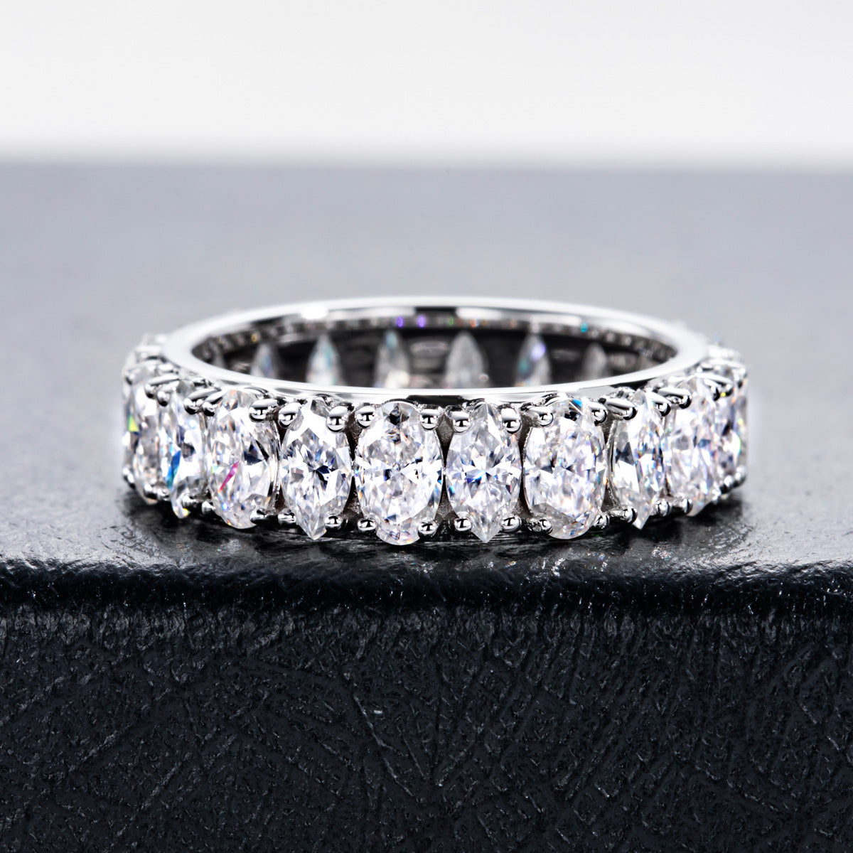 S925 Sterling‑Silver Irregular‑Shape Moissanite Full‑Band Ring
