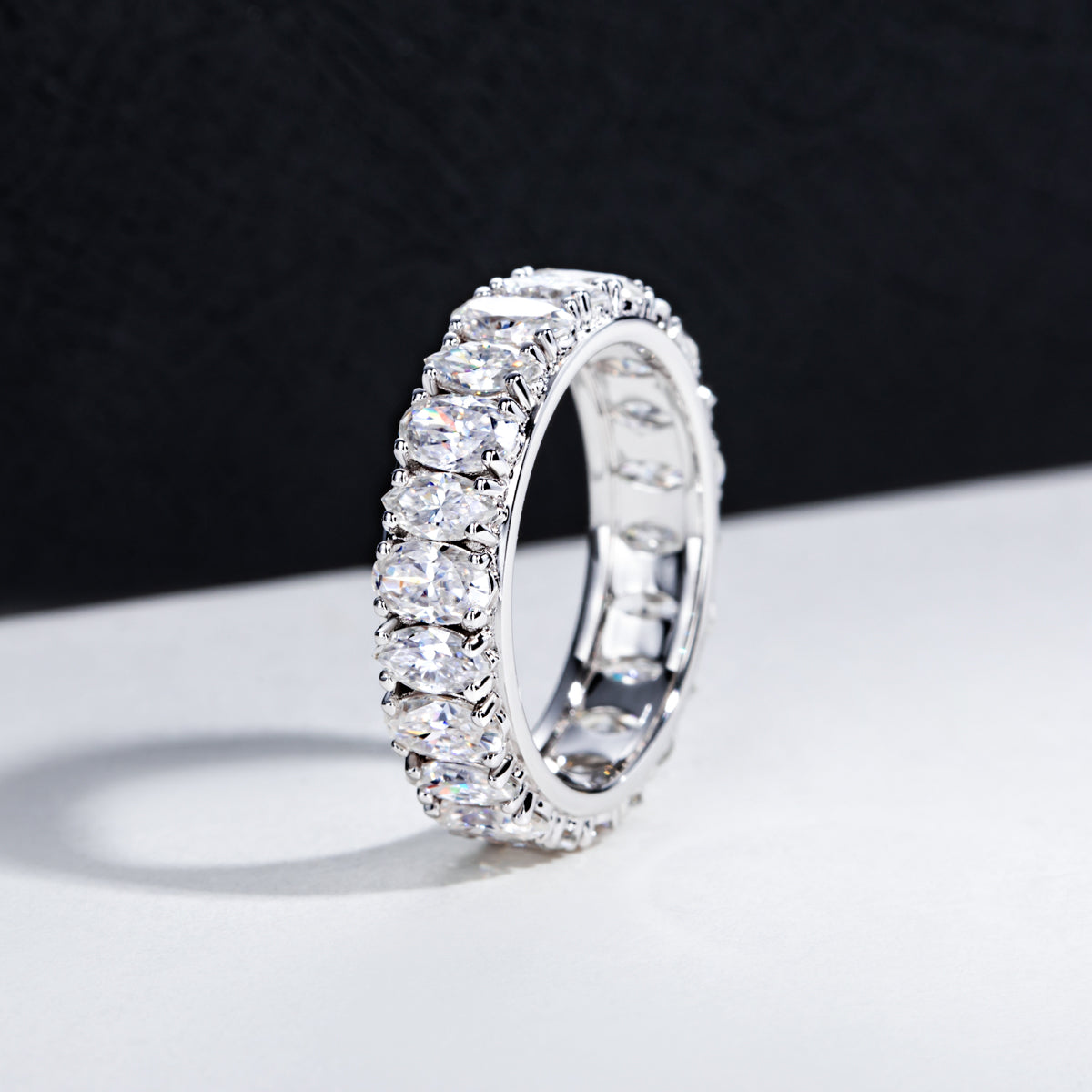 S925 Sterling‑Silver Irregular‑Shape Moissanite Full‑Band Ring