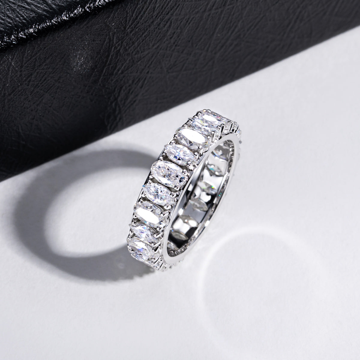 S925 Sterling‑Silver Irregular‑Shape Moissanite Full‑Band Ring