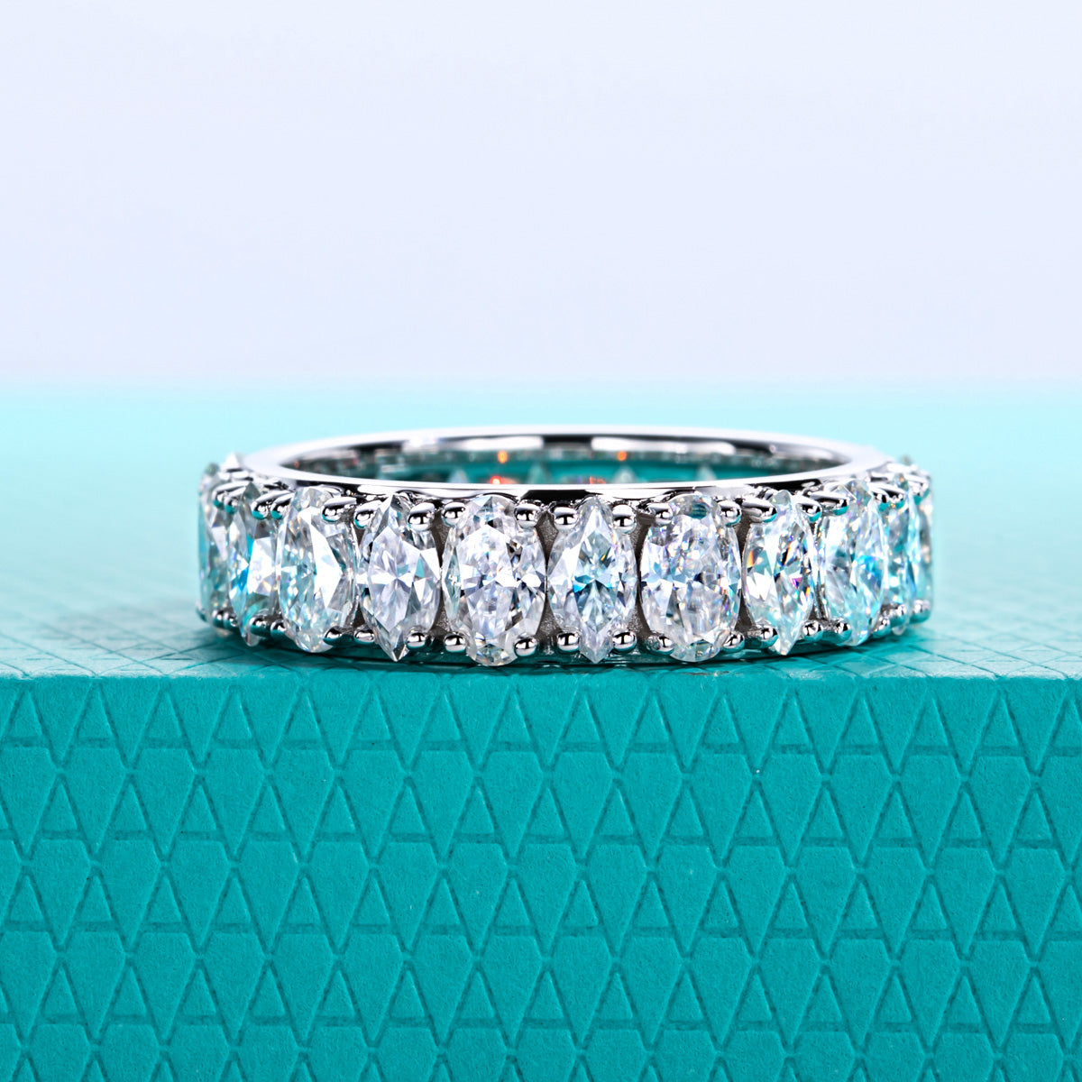 S925 Sterling‑Silver Irregular‑Shape Moissanite Full‑Band Ring