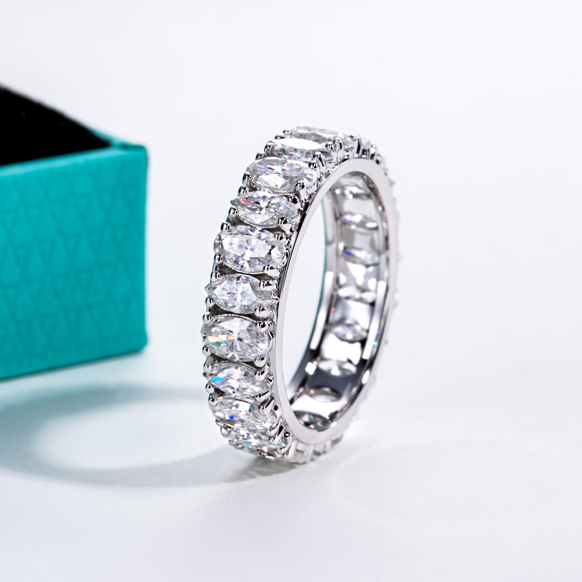 S925 Sterling‑Silver Irregular‑Shape Moissanite Full‑Band Ring
