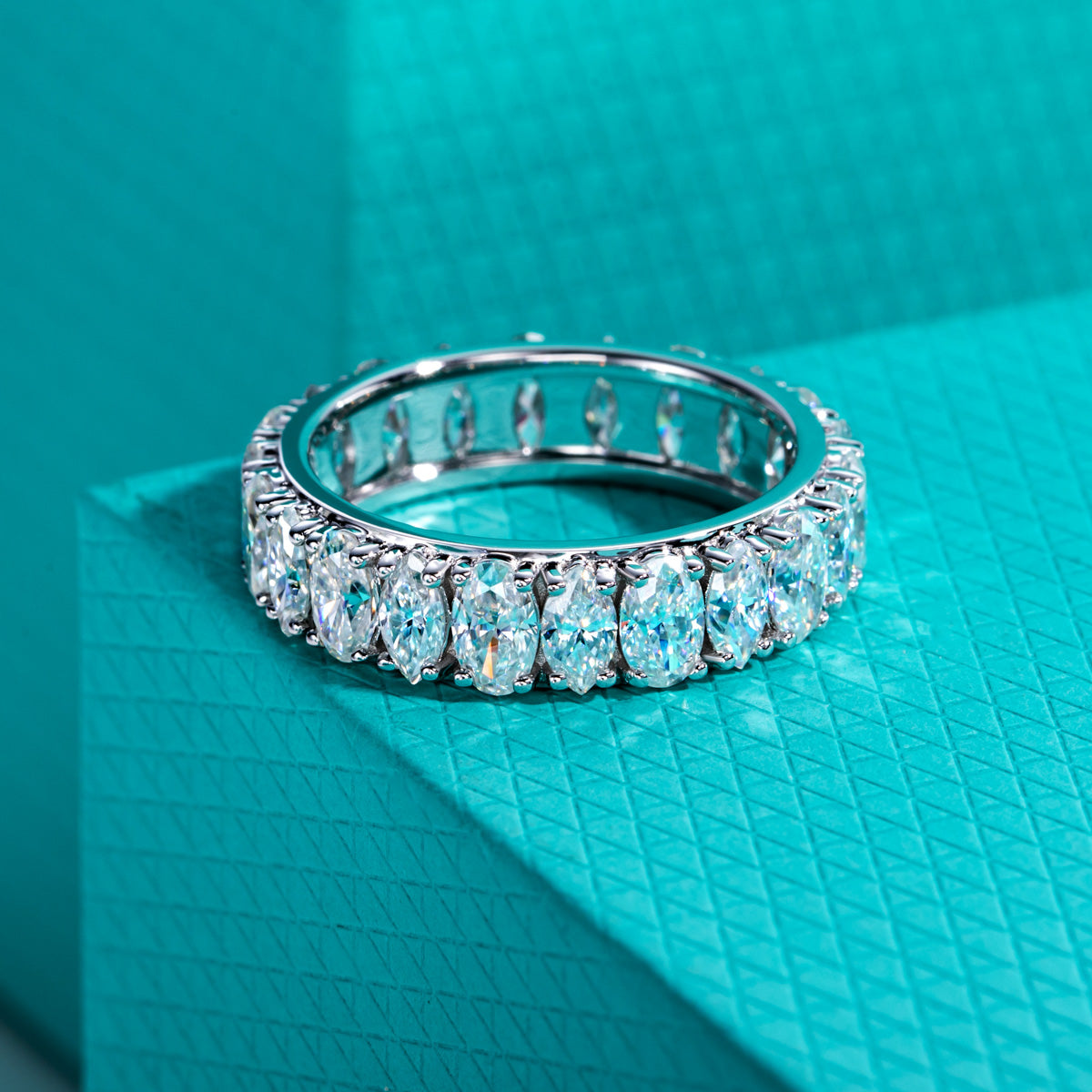 S925 Sterling‑Silver Irregular‑Shape Moissanite Full‑Band Ring