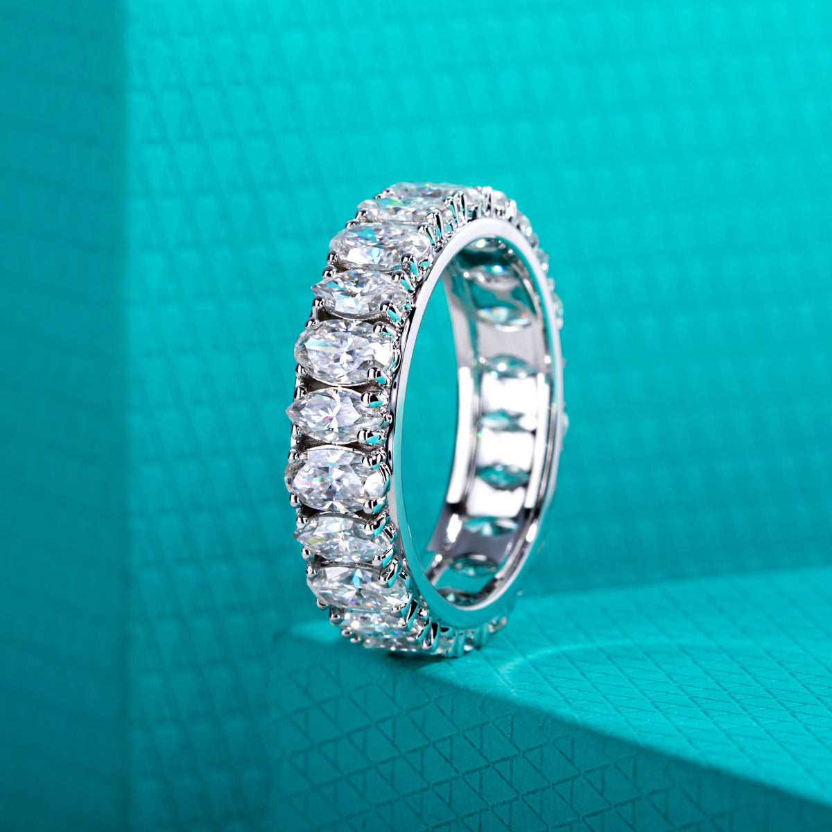 S925 Sterling‑Silver Irregular‑Shape Moissanite Full‑Band Ring