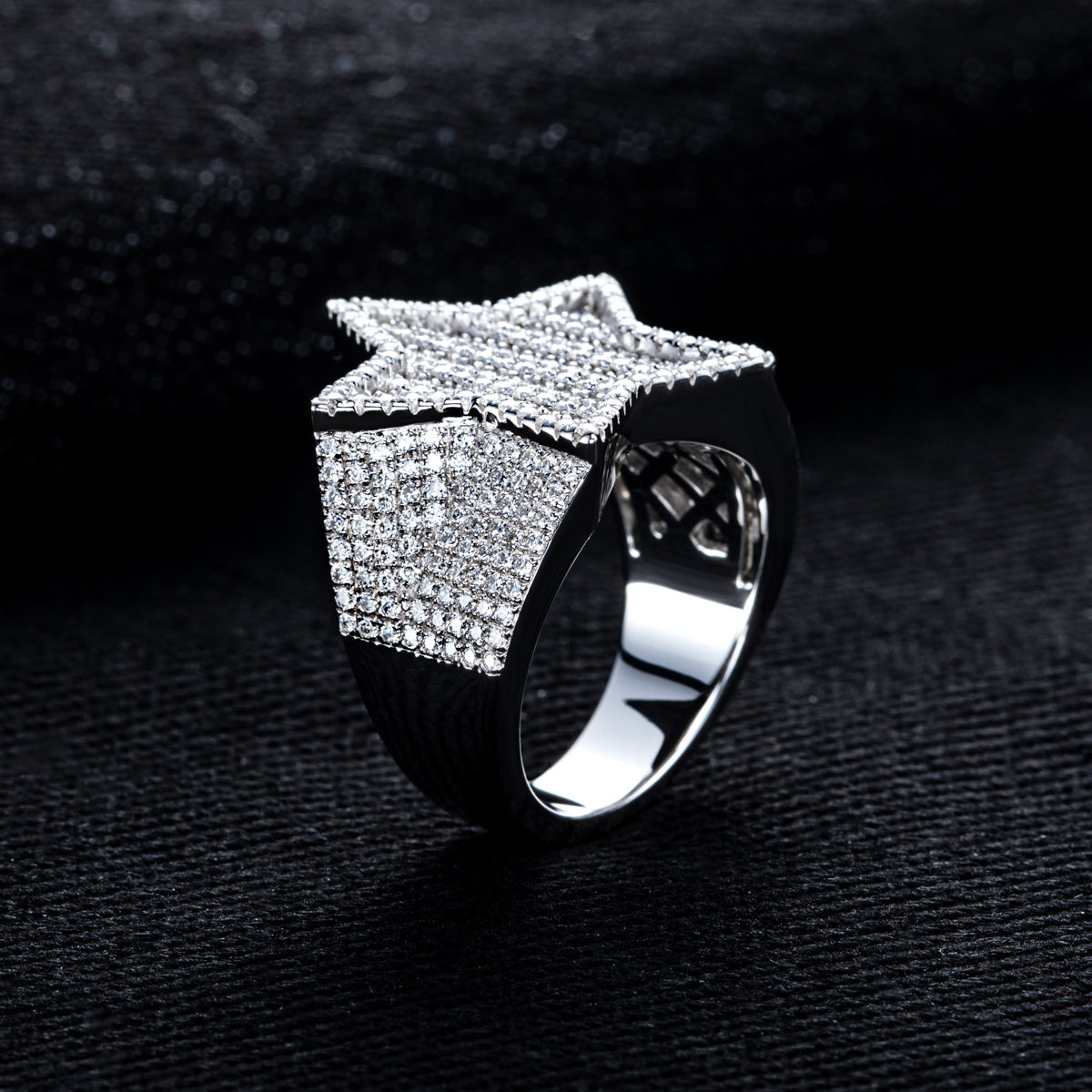 Hip‑Hop Star Moissanite Ring in S925 Sterling Silver