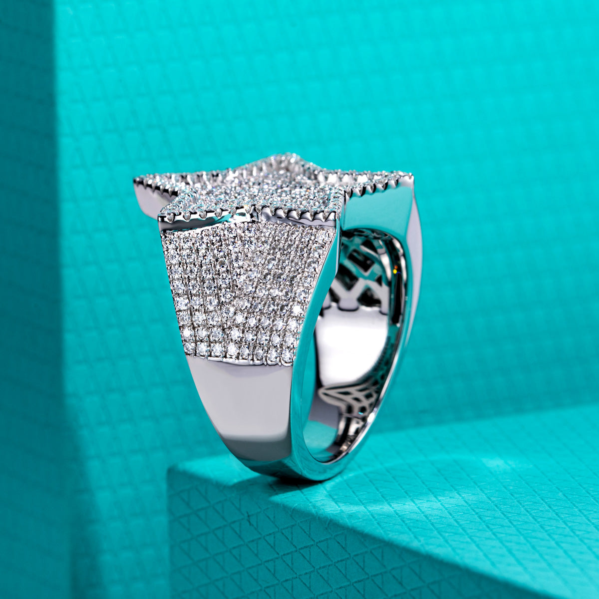 Hip‑Hop Star Moissanite Ring in S925 Sterling Silver