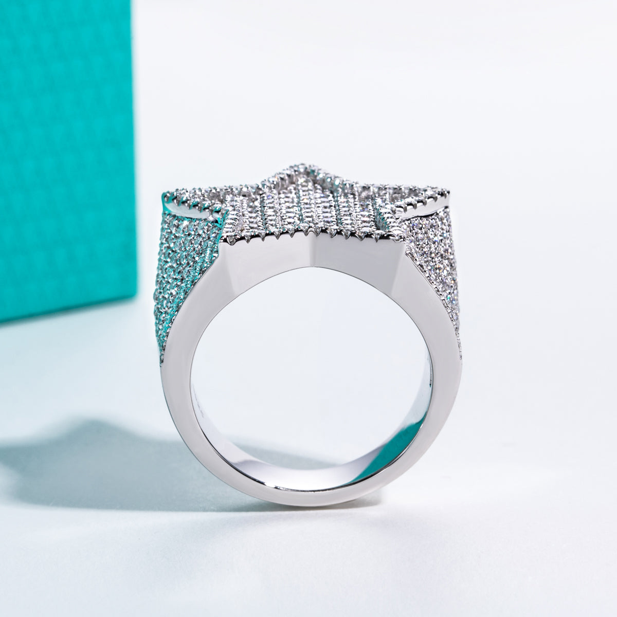 Hip‑Hop Star Moissanite Ring in S925 Sterling Silver