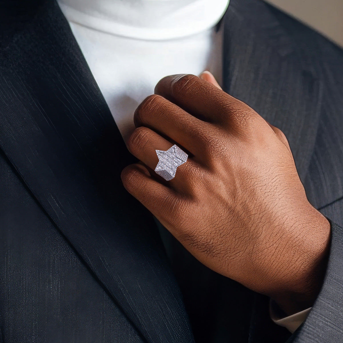 Hip‑Hop Star Moissanite Ring in S925 Sterling Silver