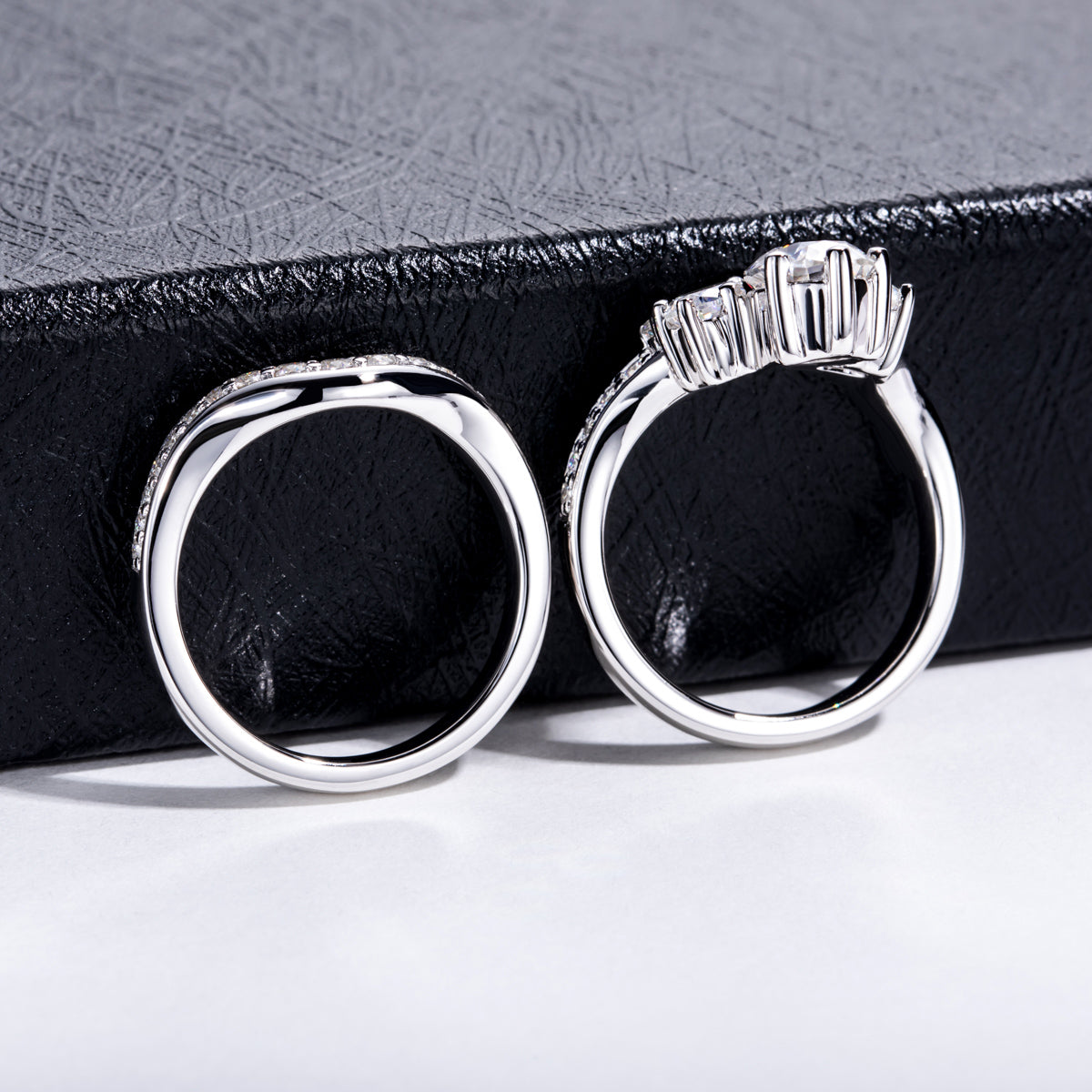 Teardrop‑Shaped Moissanite Crown Stackable Ring Set