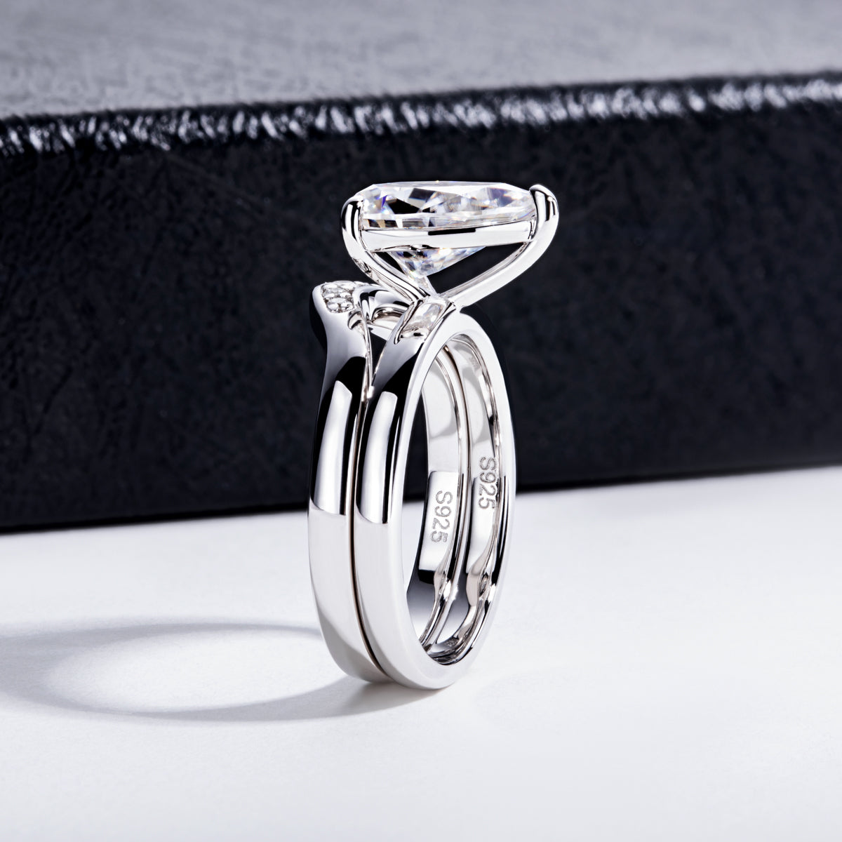 S925 Sterling‑Silver Pear‑Shaped Moissanite Stackable Ring Set