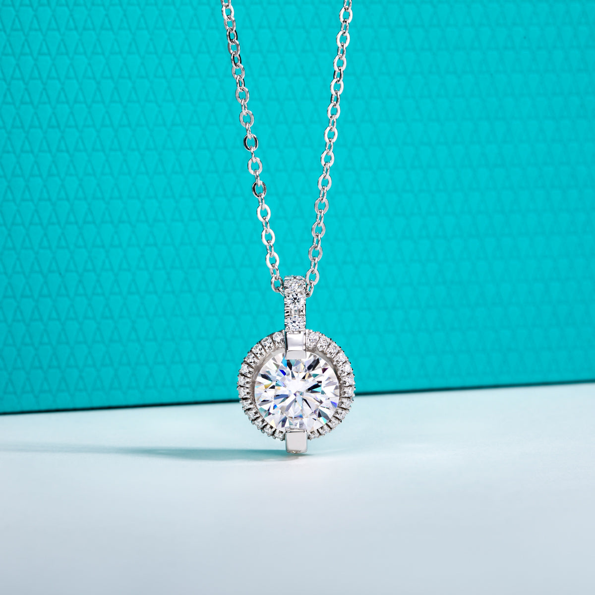 S925‑Silver Round Moissanite Pendant, 3.0 CT