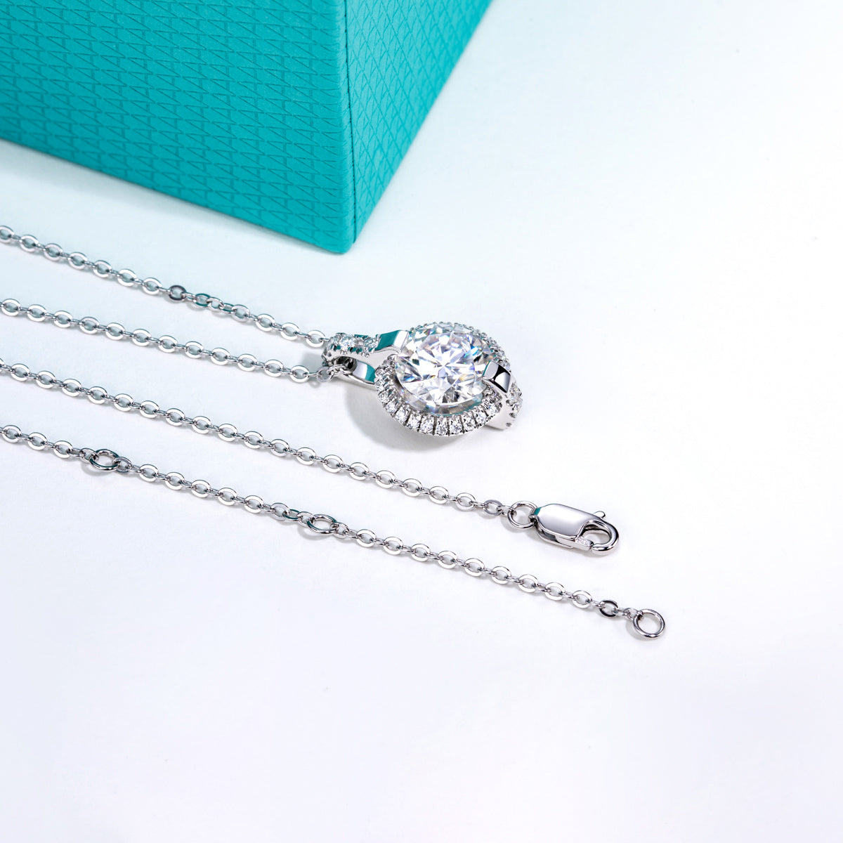 S925‑Silver Round Moissanite Pendant, 3.0 CT