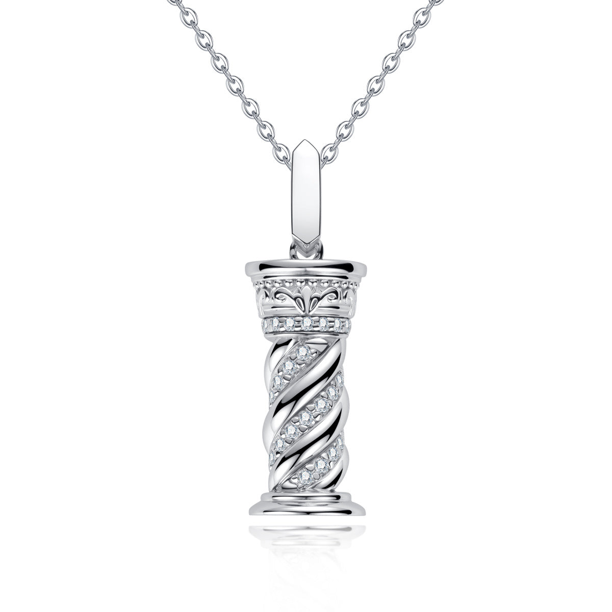 S925 Sterling Silver Full Paved Moissanite Roman Column Pendant