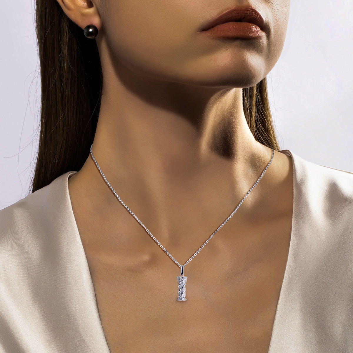 S925 Sterling Silver Full Paved Moissanite Roman Column Pendant