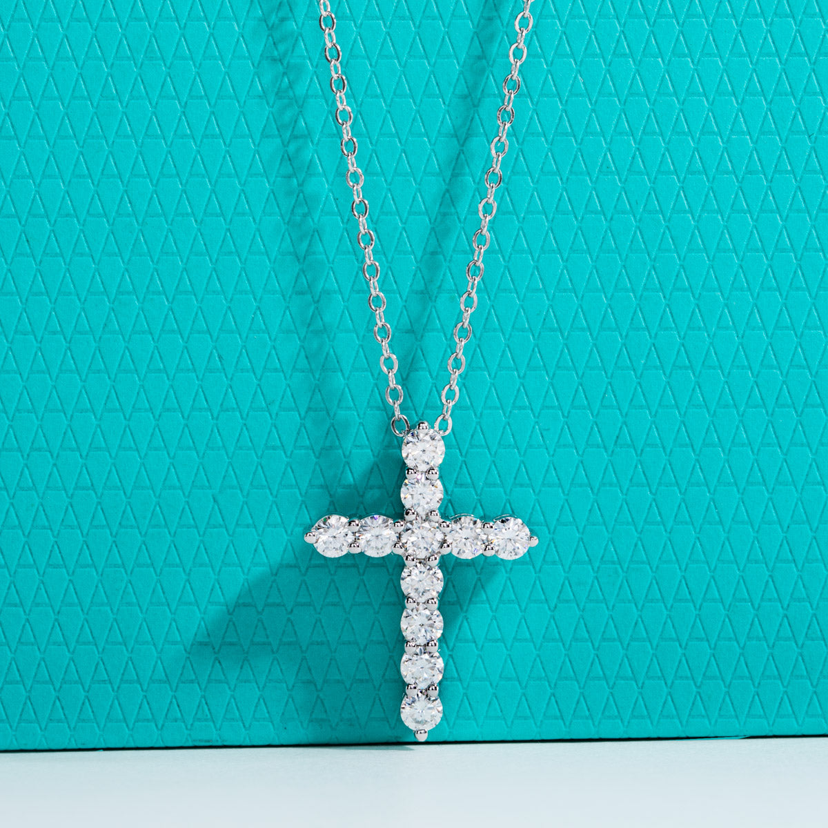S925 Sterling Silver Full Paved Moissanite Cross Pendant