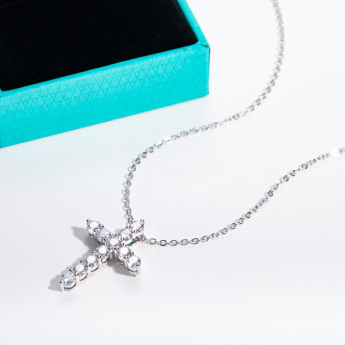 S925 Sterling Silver Full Paved Moissanite Cross Pendant
