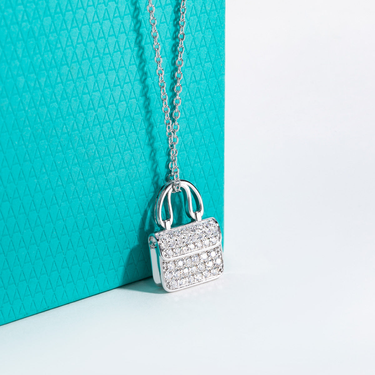 S925 Sterling Silver Full Paved Moissanite Handbag Pendant