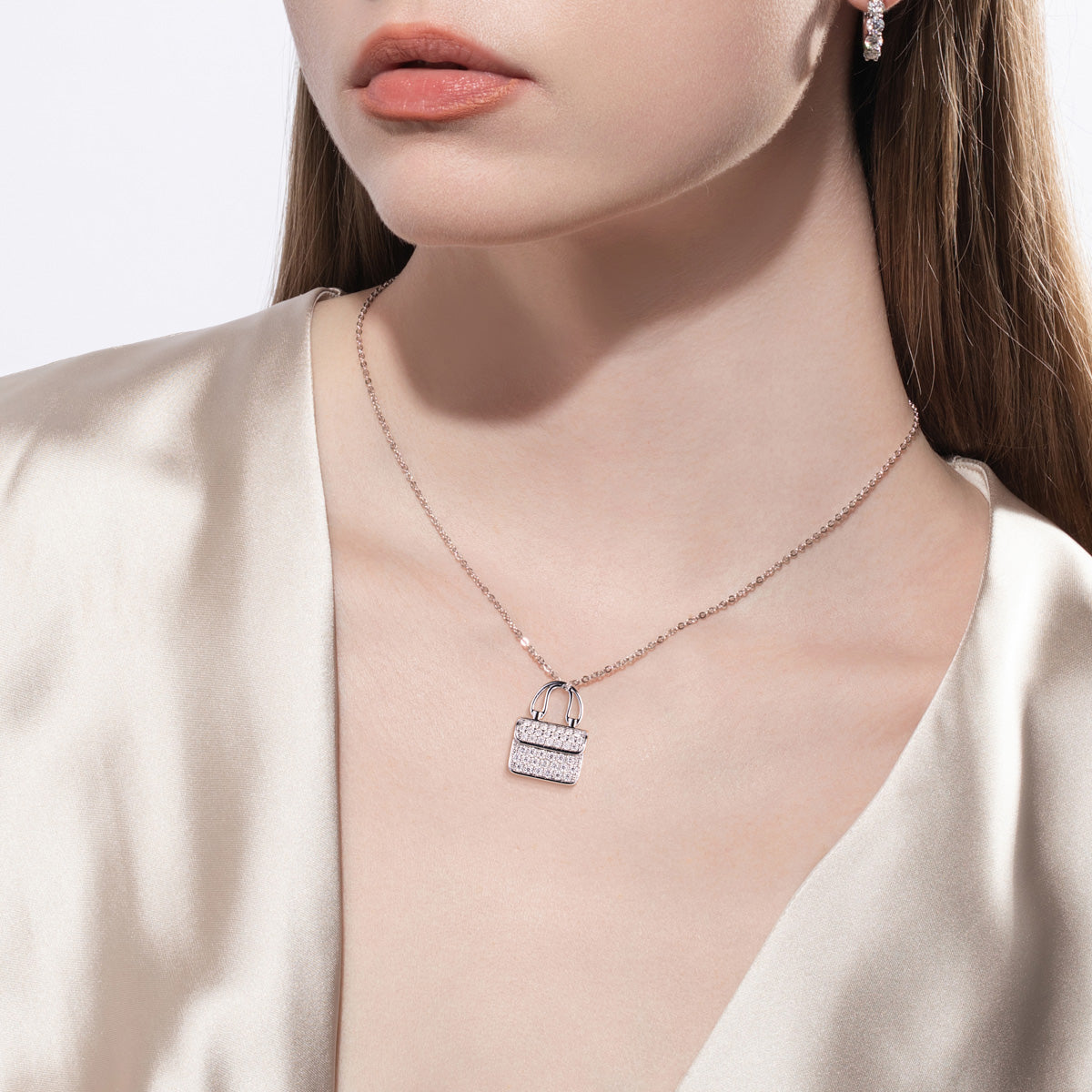 S925 Sterling Silver Full Paved Moissanite Handbag Pendant