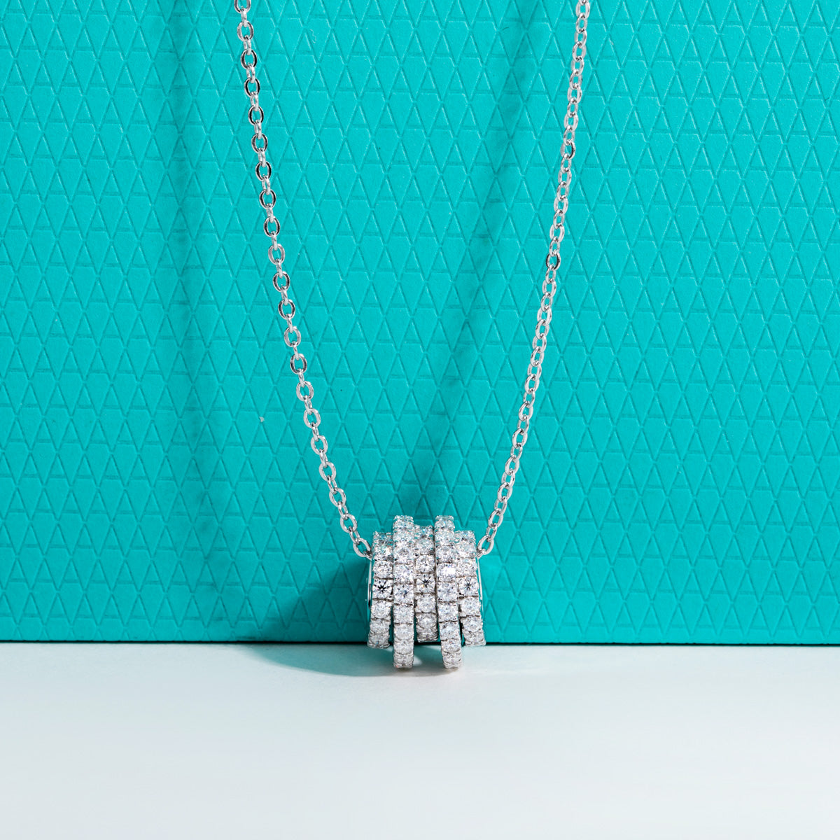 S925 Sterling Silver Full Moissanite Barrel Bead Pendant