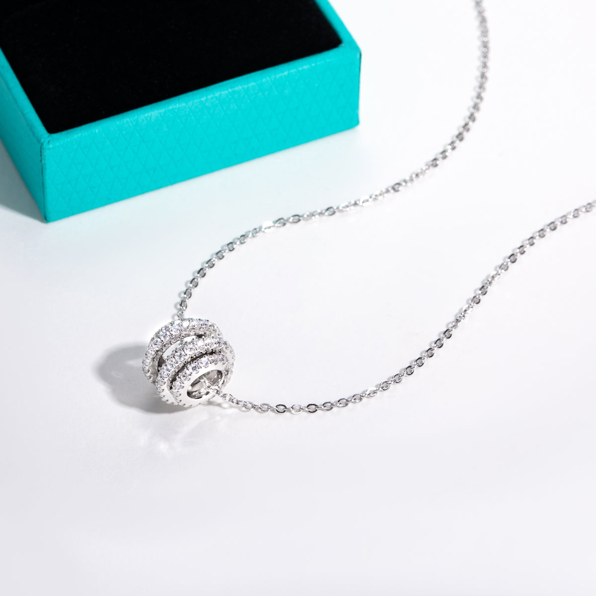 S925 Sterling Silver Full Moissanite Barrel Bead Pendant