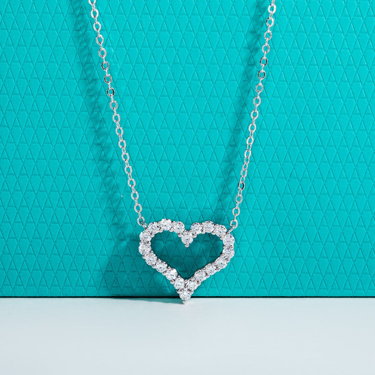 S925 Sterling Silver Full Moissanite Heart Clavicle Necklace