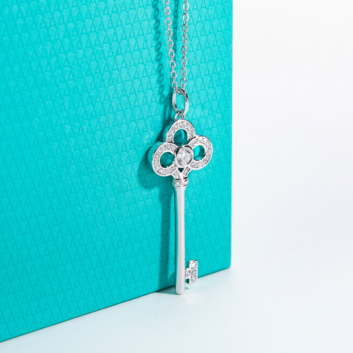 S925 Sterling Silver Full Paved Moissanite Key Pendant