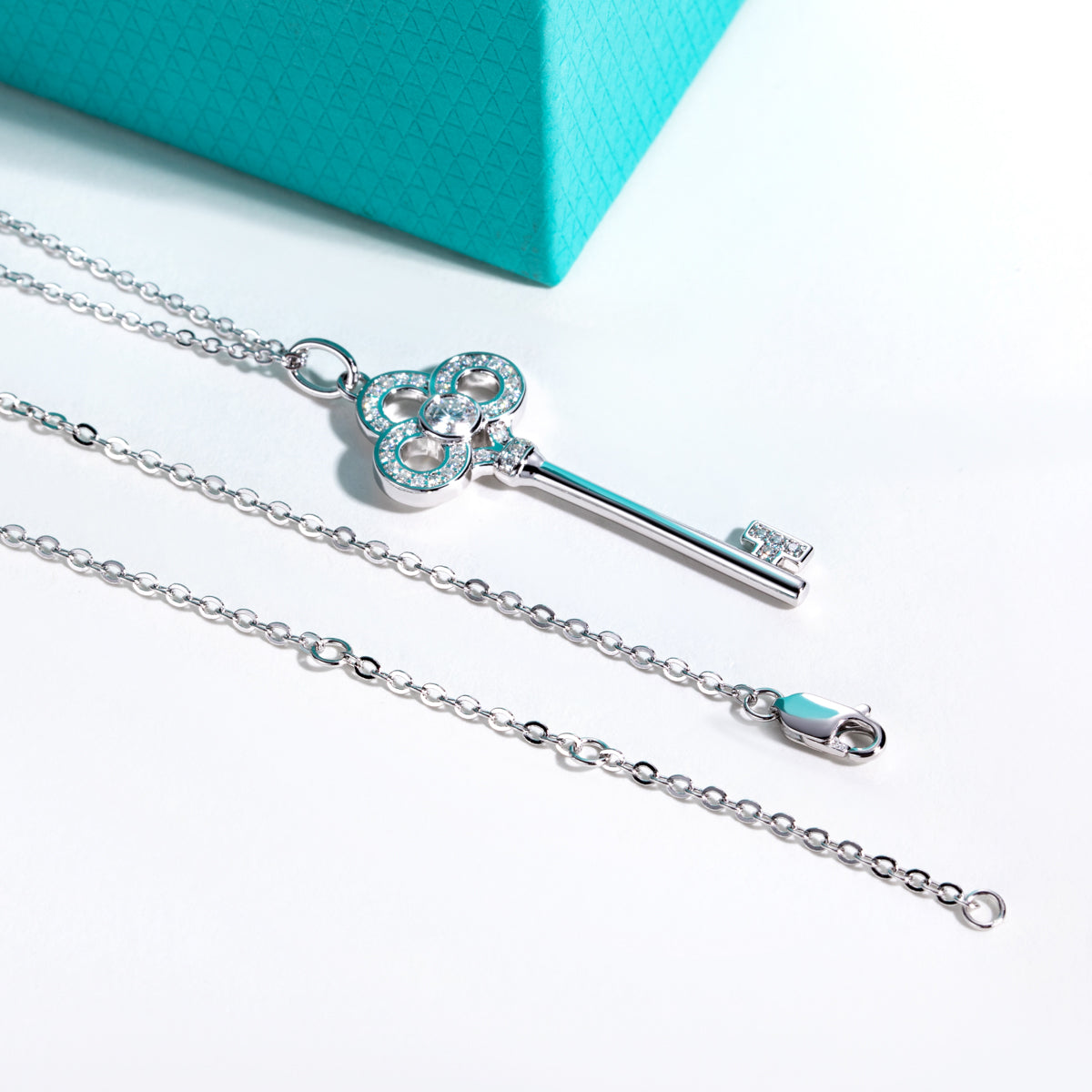 S925 Sterling Silver Full Paved Moissanite Key Pendant