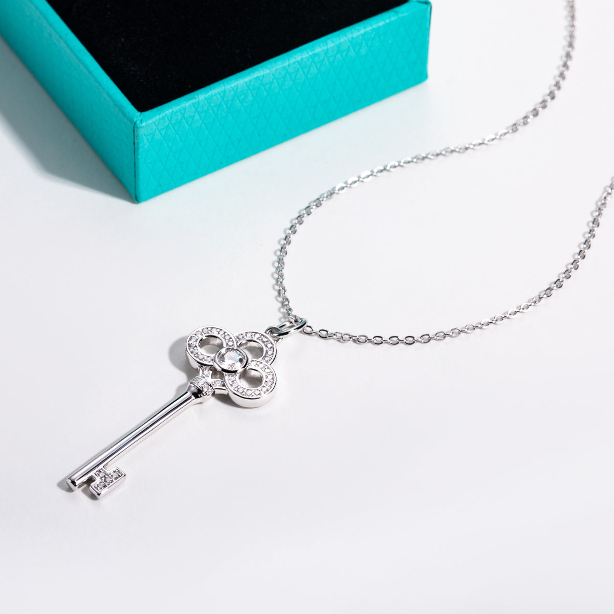 S925 Sterling Silver Full Paved Moissanite Key Pendant