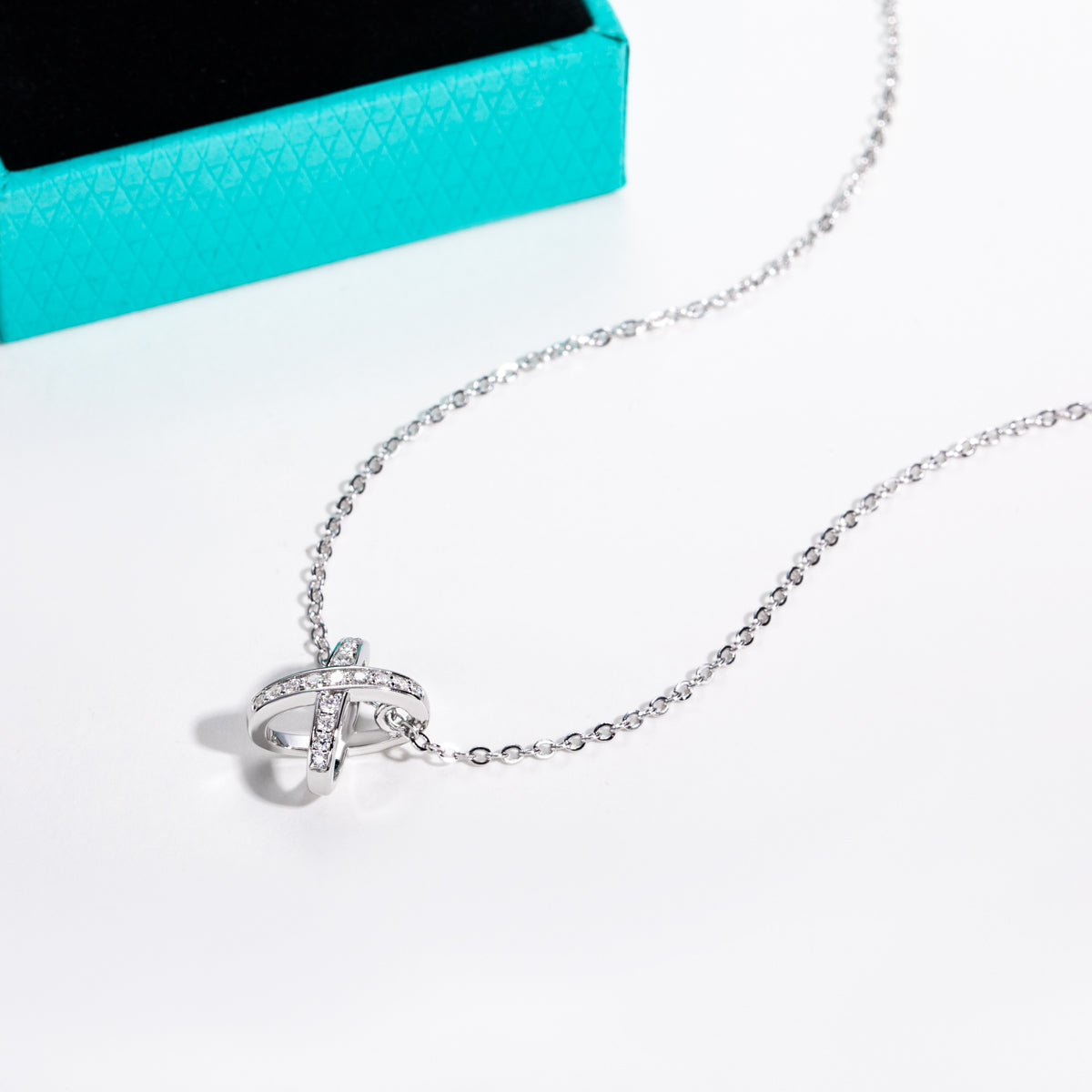 S925 Sterling Silver Moissanite Cross X-Shaped Pendant
