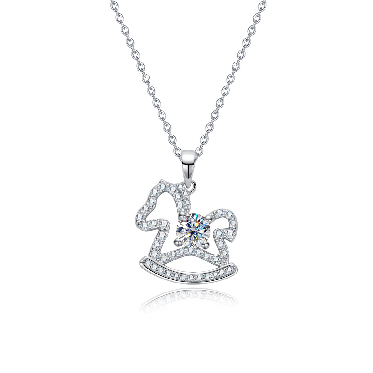 S925 Sterling Silver Moissanite Trojan Horse Pendant