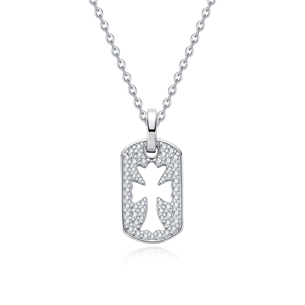 S925 Sterling Silver Full Moissanite Cross Necklace