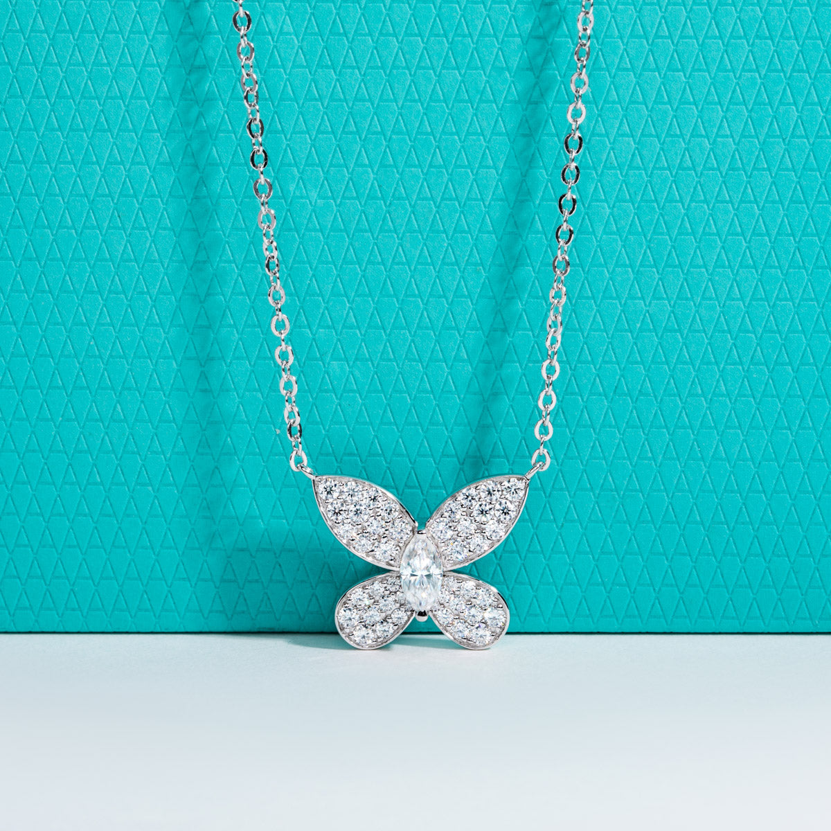 S925 Sterling Silver Moissanite Butterfly Clavicle Necklace