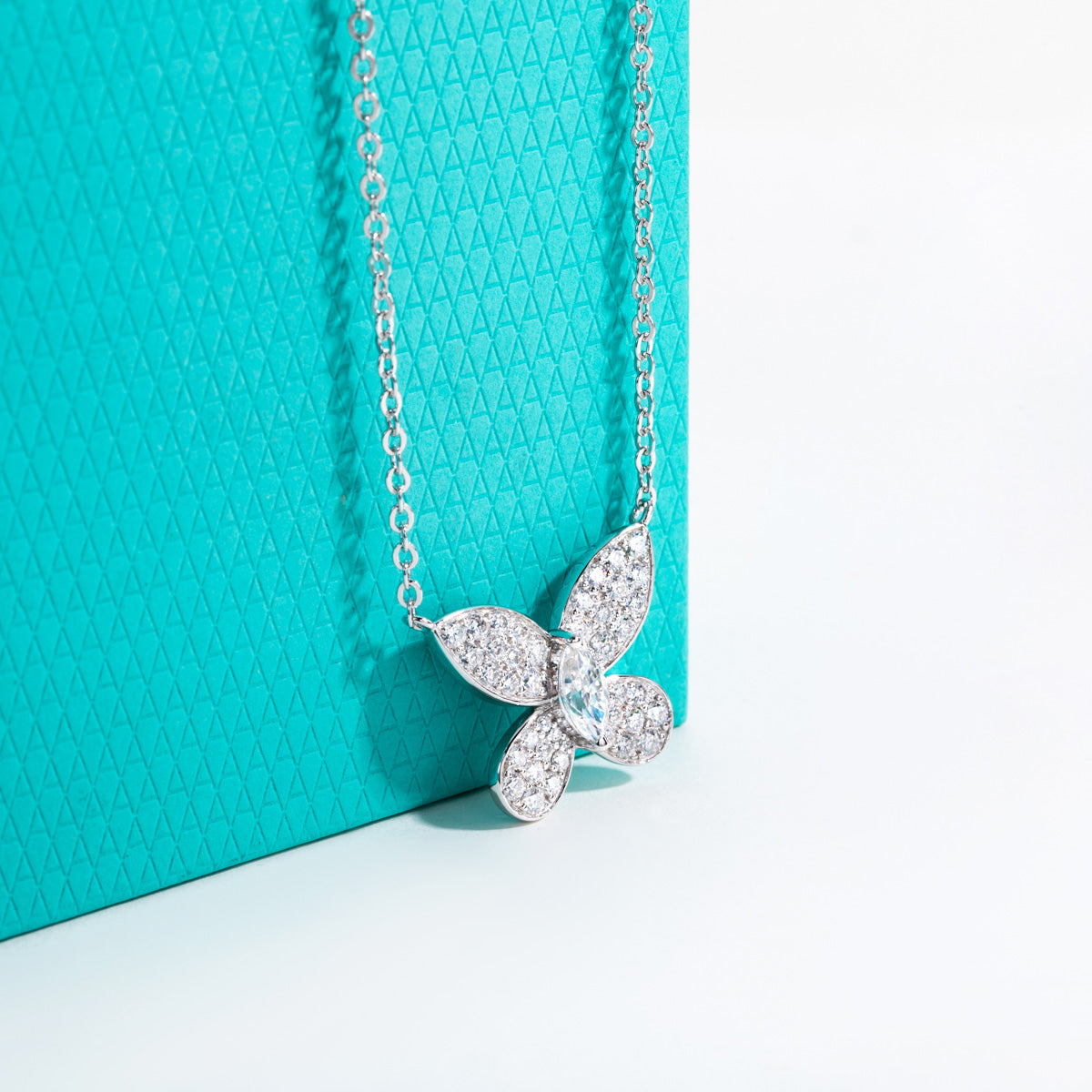S925 Sterling Silver Moissanite Butterfly Clavicle Necklace