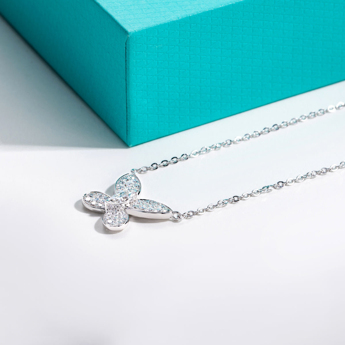 S925 Sterling Silver Moissanite Butterfly Clavicle Necklace