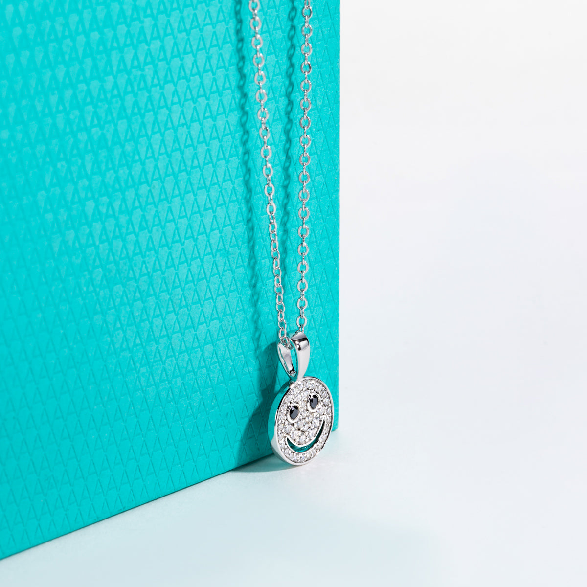 S925 Sterling Silver Full Paved Moissanite Smiley Face Pendant