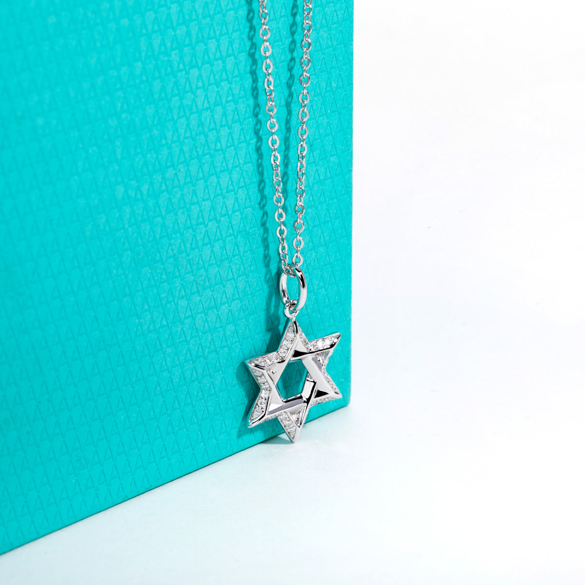 S925 Sterling Silver Full Paved Moissanite Hexagram Pendant