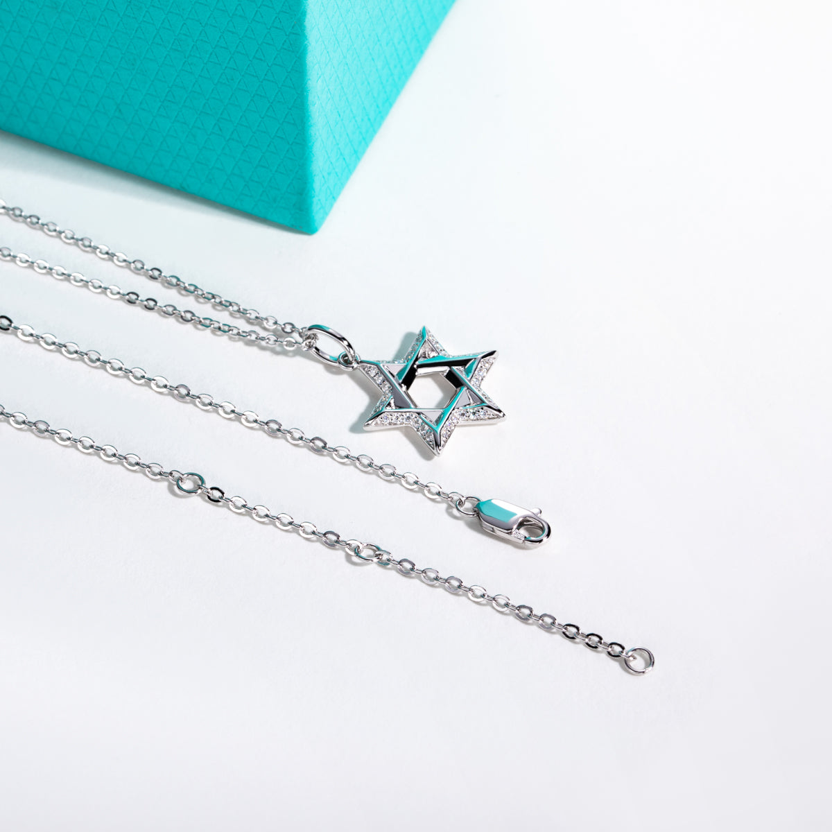S925 Sterling Silver Full Paved Moissanite Hexagram Pendant