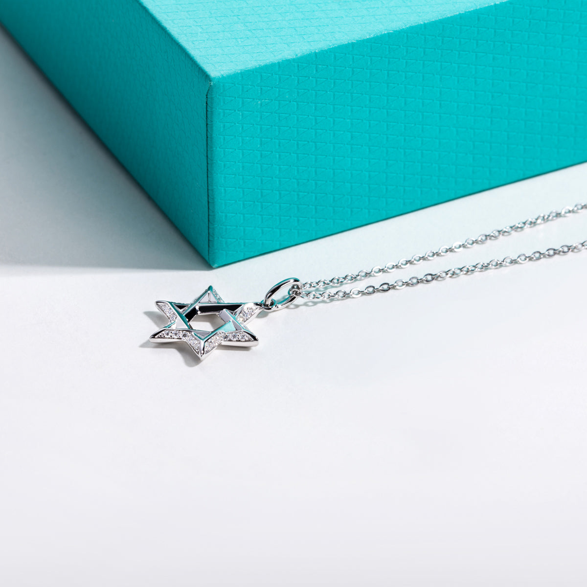 S925 Sterling Silver Full Paved Moissanite Hexagram Pendant