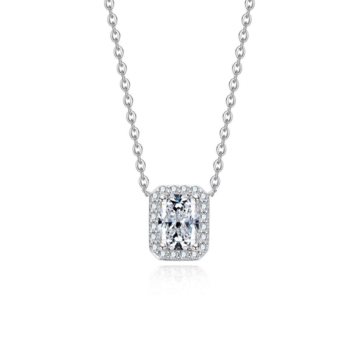 S925 Sterling Silver Radiant Cut 5×7mm Moissanite Clavicle Necklace