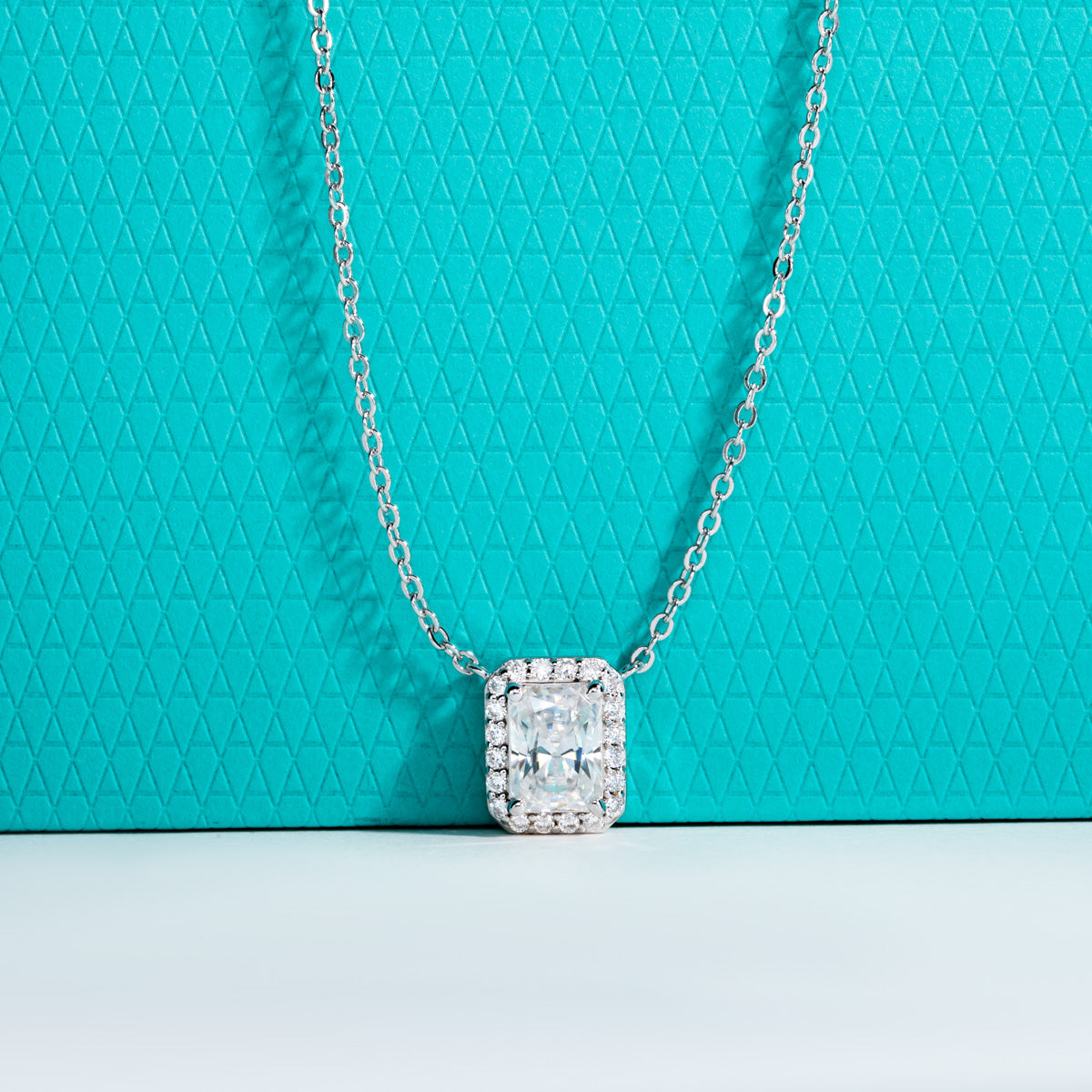 S925 Sterling Silver Radiant Cut 5×7mm Moissanite Clavicle Necklace